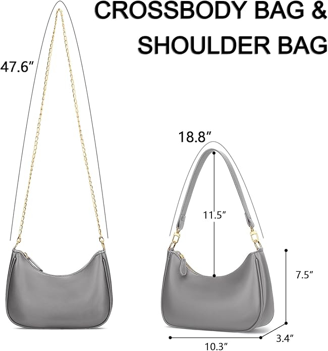 Shoulder Bag for Women Cute Hobo Purses and Handbags Retro Clutch Underarm Purse | Cute, Grey
