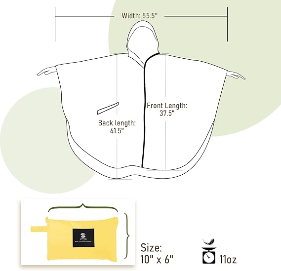 Unisex Rain Poncho Raincoat Hooded with Pockets&ZIpper ,Fashion,Beautiful, Durable, Lightweight,(Yellow)