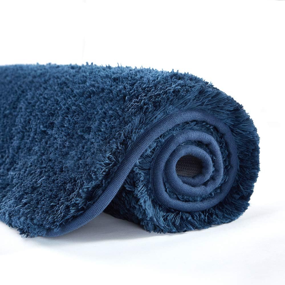 Bath Rug for Bathroom Non Slip Bathroom Mat Water Absorbent Soft Microfiber Shaggy Bathroom Rug Machine Washable Bath Mat,Navy