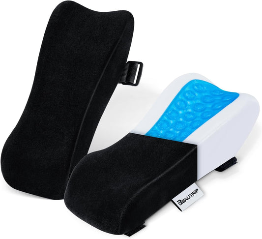Ergonomic Armrest Pads- Office Chair Arm Rest Cover Pillow - Elbow Support Cushion for Computer, Gaming and Desk Chairs (Set of 2, Black Suede Cover)