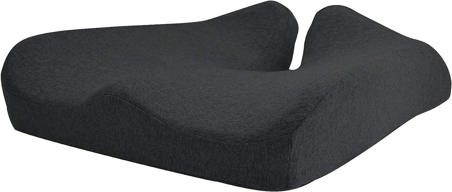 Pressure Relief Seat Cushion for Long Sitting Hours -  Memory Foam for Soft Support. Car & Chair Pad for Hip, Tailbone, Sciatica - Black