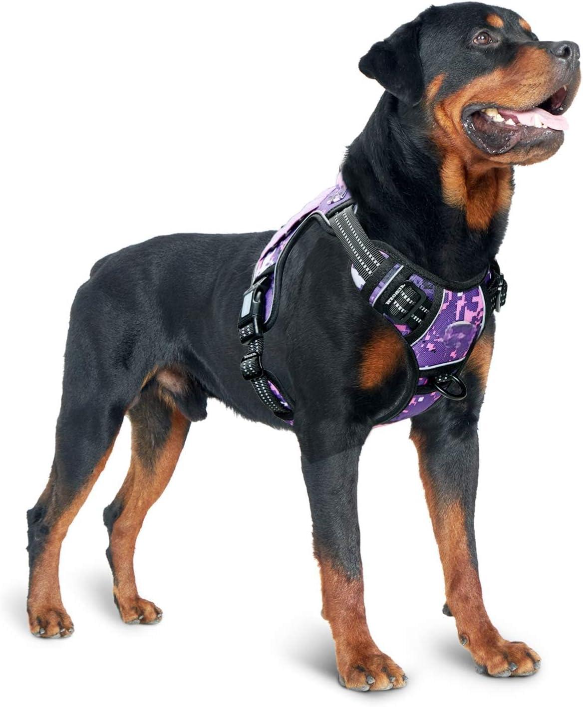   Tactical Dog Harness for Large, Heavy Duty Pet Harness with Handle, No-Pull Service Vest , Adjustable for Training Hunting Walking,Purple Camo