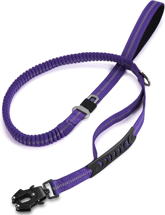 Heavy Duty Dog Leash, 4-6FT Shock Absorbing Dog Leashes with Traffic Handle and Comfortable Padded Handles, Advanced Easy Metal Clip, No Pull Reflective Leash for Medium Large Dogs,Purple