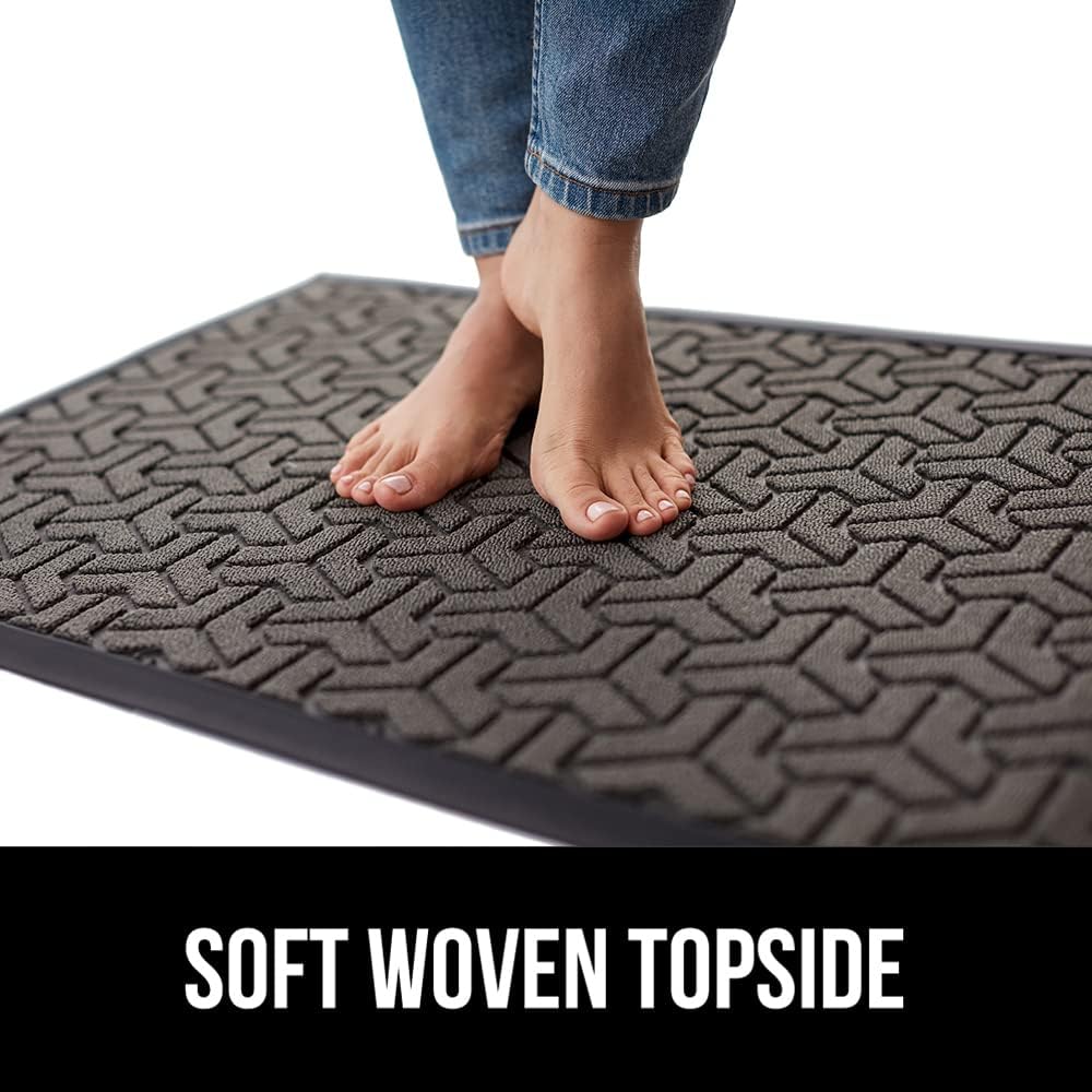 100% Waterproof All-Season Doormat, Natural Rubber, Stain and Fade Resistant, Low Profile Indoor Outdoor Door Mats, Easy Clean Patio Mat,Diamond Brown