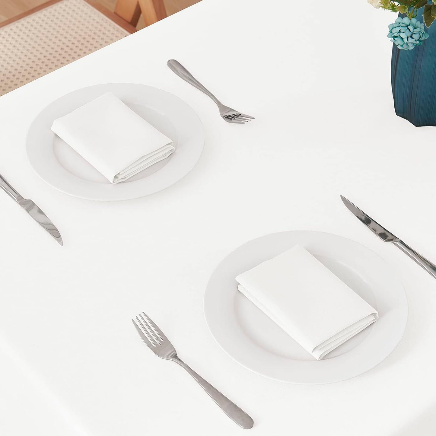 Tablecloths, Waterproof Table Cloth, Linens Wrinkle Free Anti-Fading, Rustic Table Cover Decoration for Kitchen Dinning Christmas,White