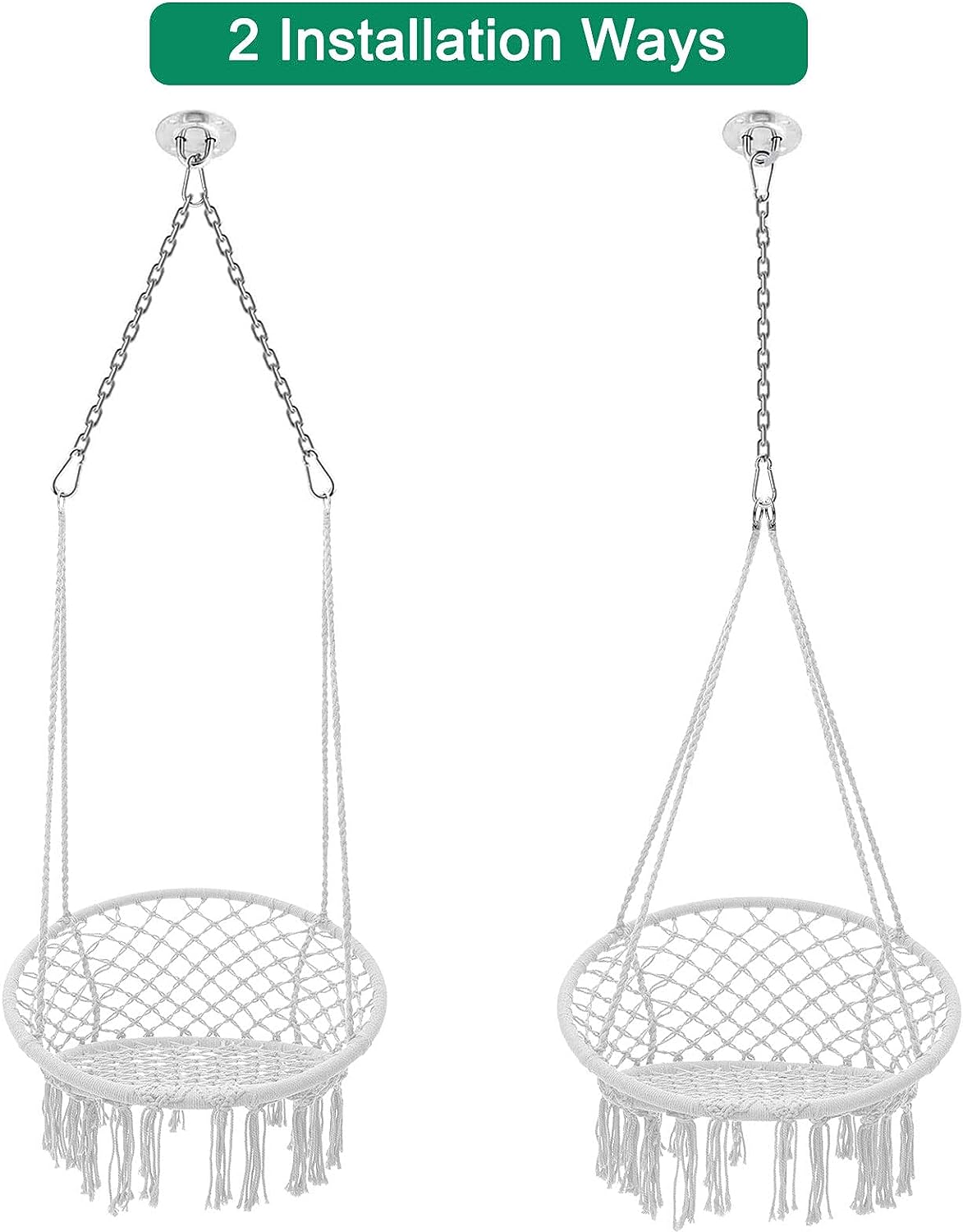 Macrame Hammock Hanging Rocking Chair, Suitable for Bedroom, Outdoor, Children, Adults, Huge Load-bearing Capacity（Red）