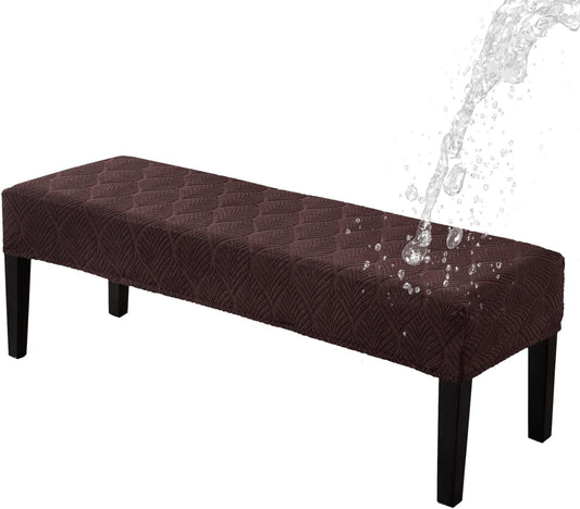Dining Bench Cover Waterproof, Washable Long Bench Covers Slipcover, Stretch Rectangle Bench Seat Covers for Living Rooms, Bedroom, Kitchen, Piano Bench Cover, Dark Coffee