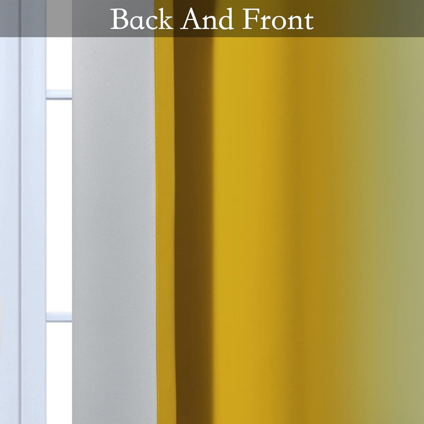 Ombre Room Darkening Curtains for Bedroom, Light Blocking Thermal Insulated Grommet Window Curtain/Drapes for Living Room,2 Panels,Gold&White