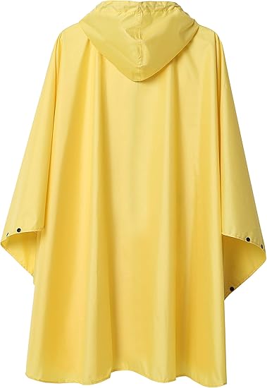 Unisex Rain Poncho Raincoat Hooded with Pockets&ZIpper ,Fashion,Beautiful, Durable, Lightweight,(Yellow)