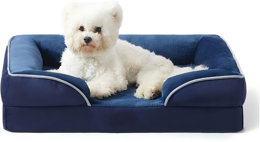 Dog Bed - Washable Small Medium Dog Cat Bed Waterproof, Comfort Cats Couch Sofa with Washable Removable Cover, Pets Bed with Nonskid Bottom, Navy