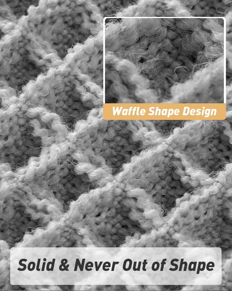 Waffle Bath Mat, Super Absorbent Non Slip Bath Mats for Bathroom Floor, Machine Washable Bathroom Rugs with Tassels,Ultra Soft,Grey