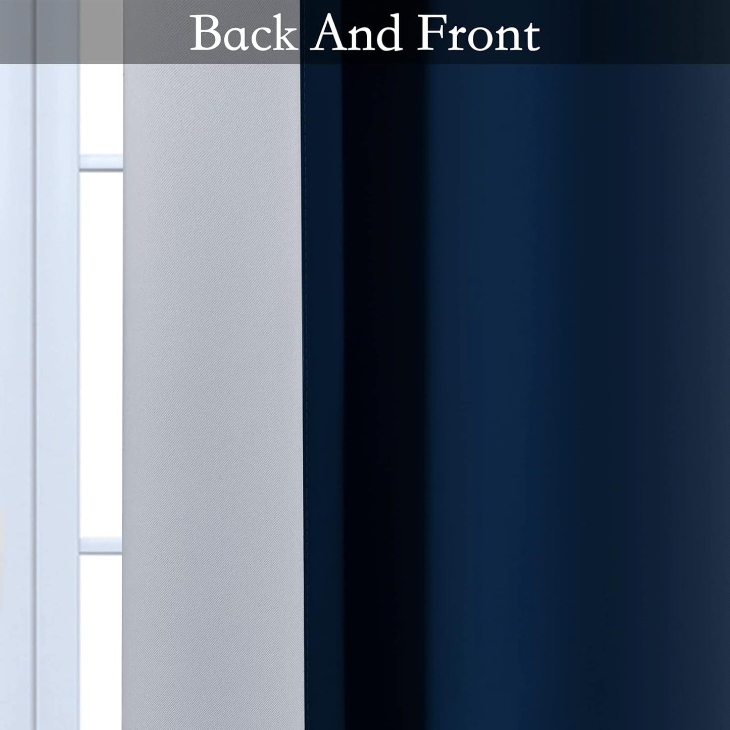 Ombre Room Darkening Curtains for Bedroom, Light Blocking Thermal Insulated Grommet Window Curtain/Drapes for Living Room,2 Panels,Navy&White