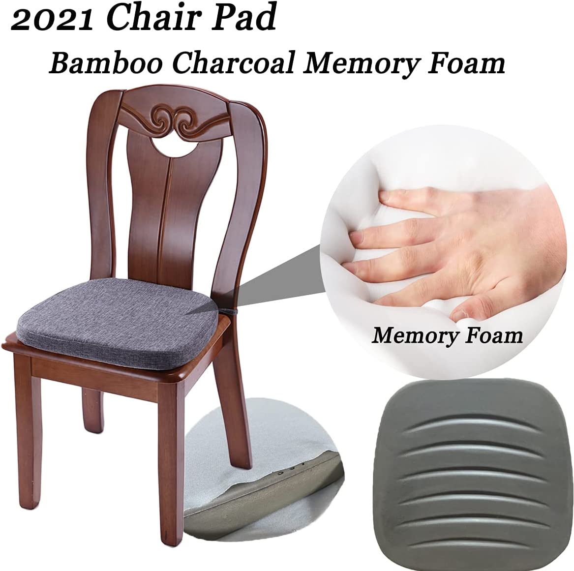 Chair Cushion with Ties for Dining Chairs (1/4/6/8, Charcoal Grey)