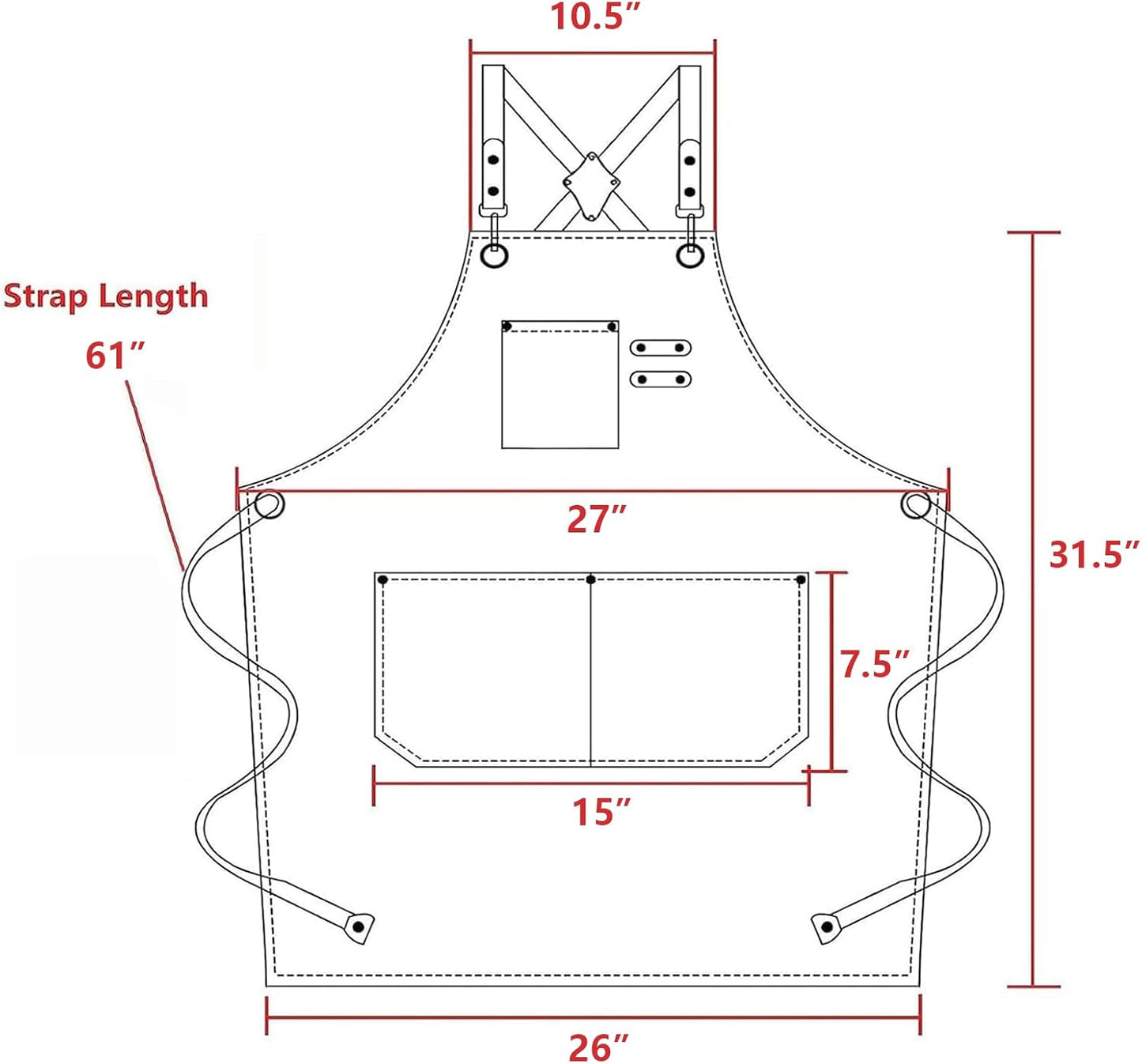 Chef Aprons for Men Women with Oversized Pockets,Cotton Canvas Cross Back Heavy Duty Work Apron,Red