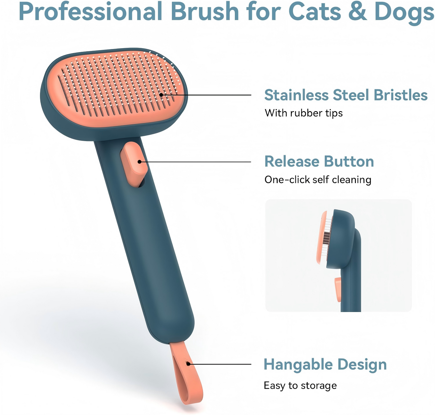Cat Brush for Shedding, Indoor Cats, Long or Short Haired Cats, Cat Grooming Brush Cat Comb for Kitten Rabbit Massage Removes Loose Fur,Green