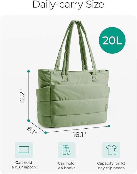 Tote Bag for Women, Lightweight Puffy Tote Bag with Compartments Shoulder Bag Handbag for Travel, Work, Gym | Lightweight, Puffy, Quilted