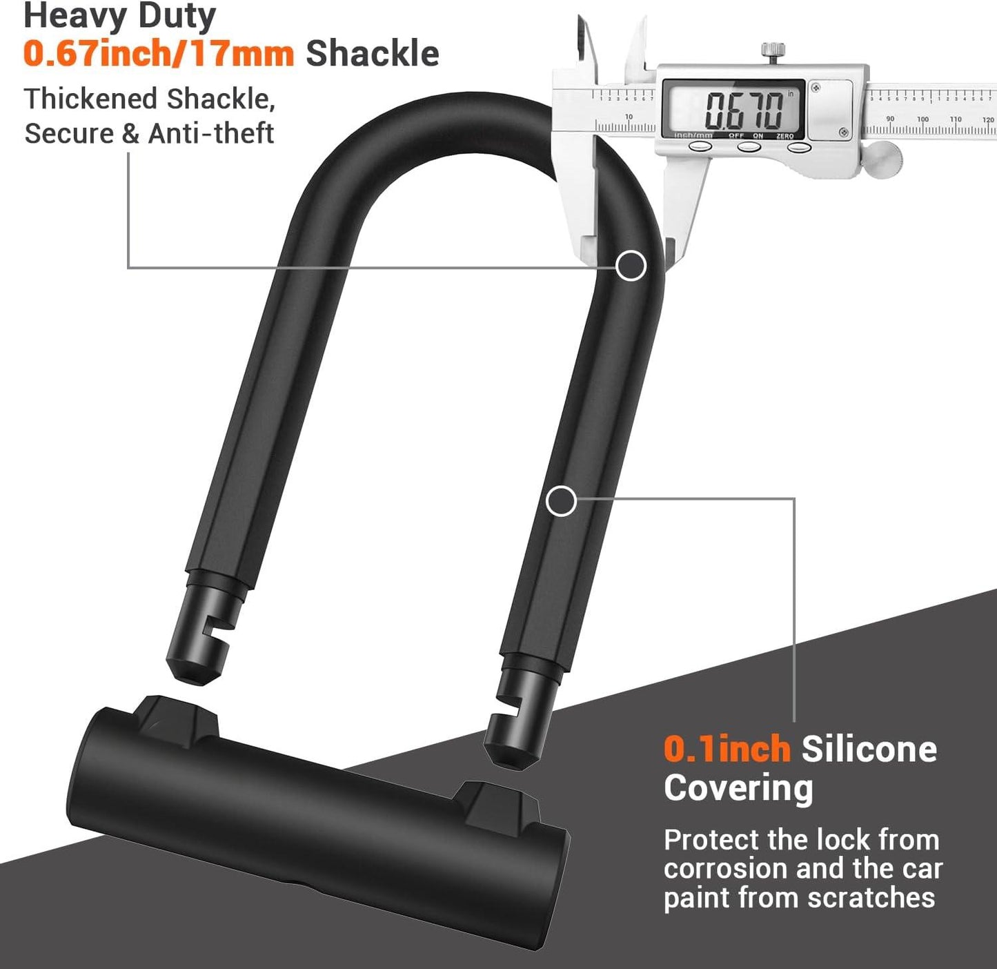 Bike Lock: Heavy Duty Anti Theft Bike U Lock with Security Steel Cable, Keys & Sturdy Mounting Bracket for Road, Mountain, Electric & Folding Bike