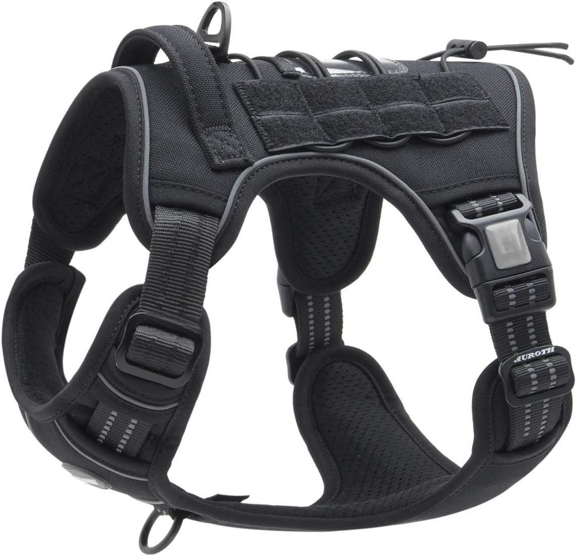   Tactical Dog Harness for Large, Heavy Duty Pet Harness with Handle, No-Pull Service Vest , Adjustable for Training Hunting Walking,Black