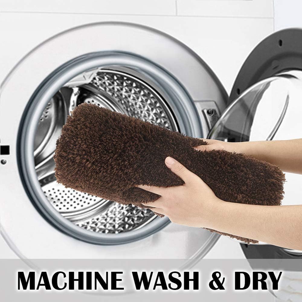 Bath Rug for Bathroom Non Slip Bathroom Mat Water Absorbent Soft Microfiber Shaggy Bathroom Rug Machine Washable Bath Mat,Brown