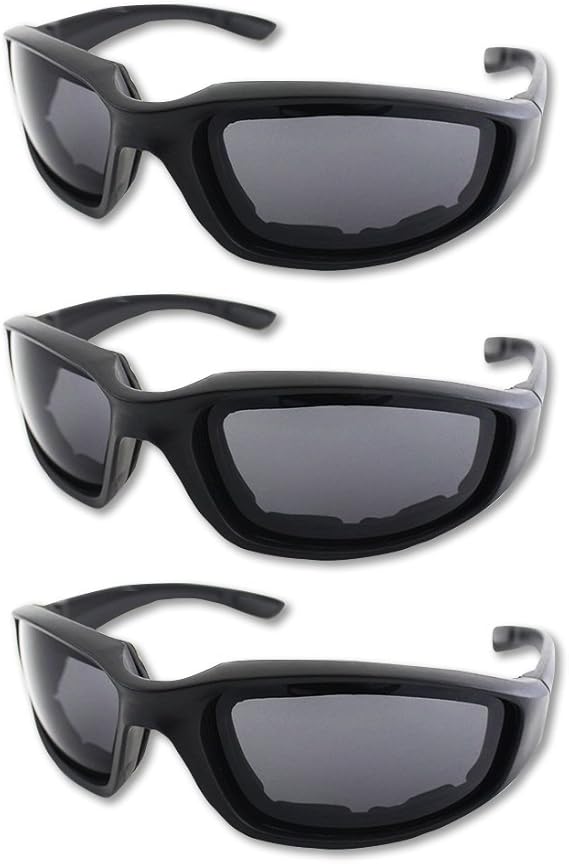 3 Pair Motorcycle Riding Glasses Padding Goggles UV Protection Dustproof Windproof Motorcycle Sunglasses for Outdoor Actives,Grey