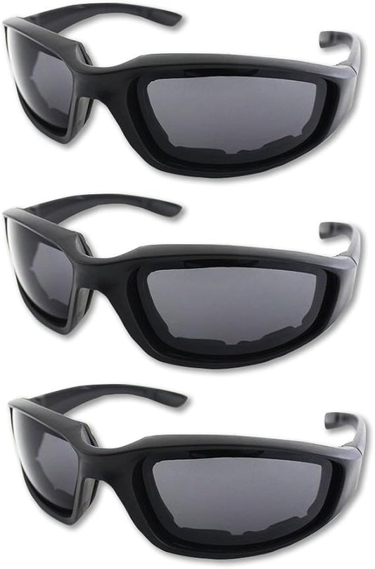 3 Pair Motorcycle Riding Glasses Padding Goggles UV Protection Dustproof Windproof Motorcycle Sunglasses for Outdoor Actives,Grey
