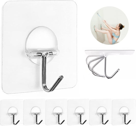 Hanging Heavy Duty Hooks Self Adhesive Towel Coat Hooks Waterproof Transparent Hook for Bathroom Shower Kitchen Keys Improvement Utility Hook