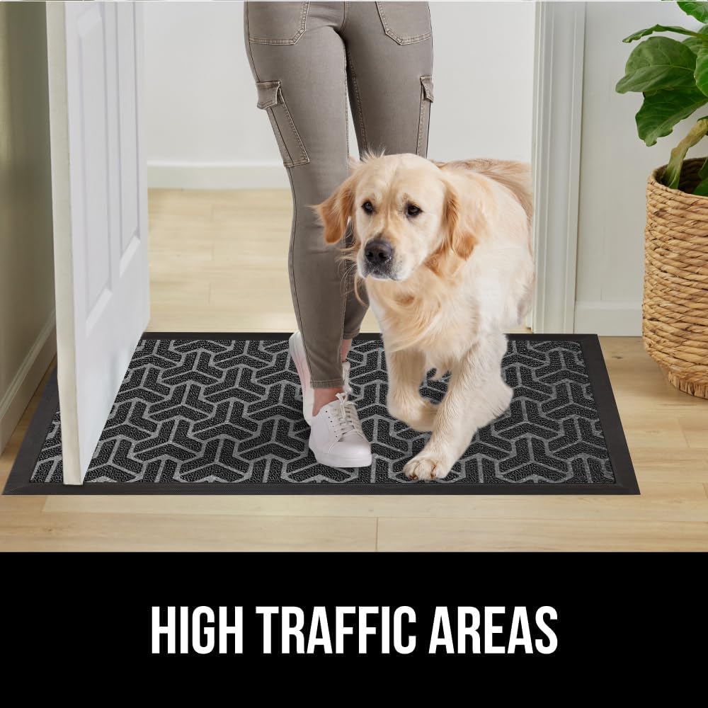 100% Waterproof All-Season Doormat, Natural Rubber, Stain and Fade Resistant, Low Profile Indoor Outdoor Door Mats, Easy Clean Patio Mat,Diamond Brown