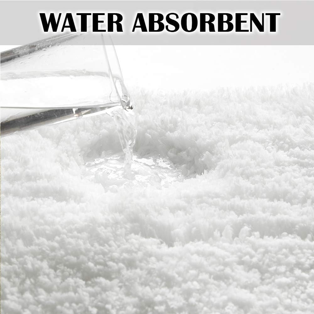 Bath Rug for Bathroom Non Slip Bathroom Mat Water Absorbent Soft Microfiber Shaggy Bathroom Rug Machine Washable Bath Mat,White