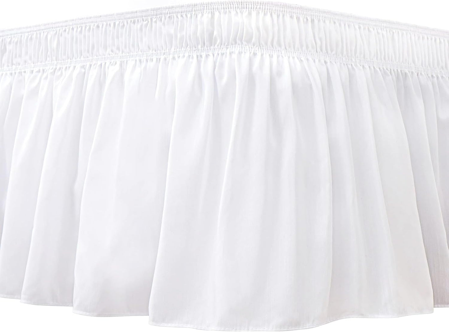 Wrap Around Bed Skirts  15" Drop, Aqua Adjustable Elastic Dust Ruffles Easy Fit Wrinkle & Fade Resistant  Machine Washable ,White