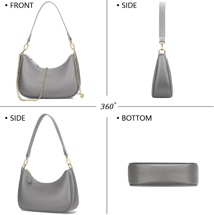 Shoulder Bag for Women Cute Hobo Purses and Handbags Retro Clutch Underarm Purse | Cute, Grey