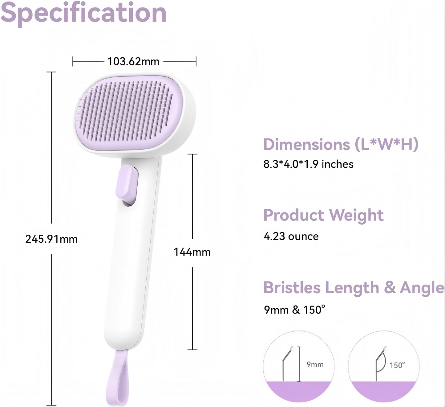 Cat Brush for Shedding, Indoor Cats, Long or Short Haired Cats, Cat Grooming Brush Cat Comb for Kitten Rabbit Massage Removes Loose Fur,Purple