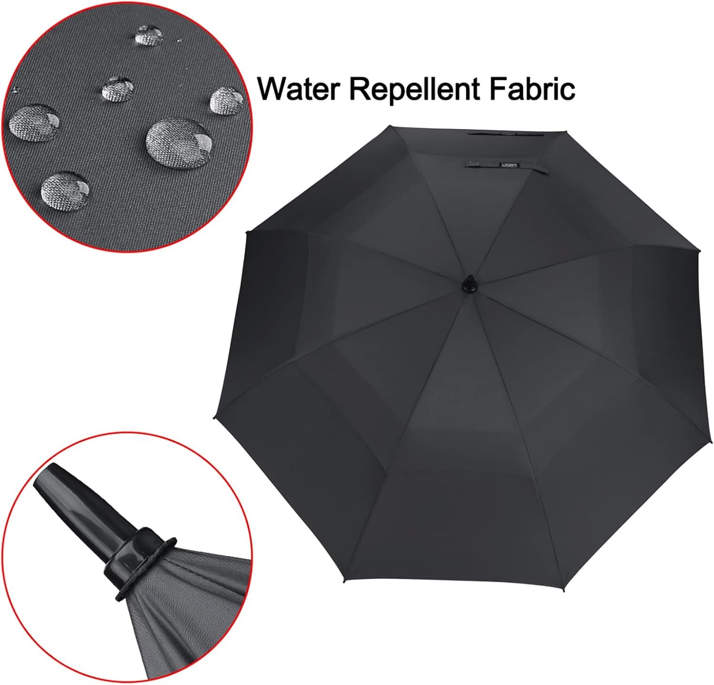 52 Inch Automatic Open Golf Umbrella Oversize Extra Large Double Canopy Vented Windproof Waterproof Stick Umbrellas