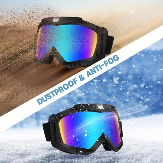 Dirt Bike Goggles 2 Pack - Motorcycle, ATV, Riding, Ski, Windproof Racing Glasses,Black Grey