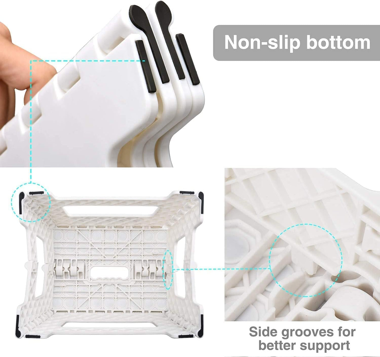 Lightweight, Durable, Foldable Step Stool With Handle, Suitable for Adults& Children, for Kitchens, Bathrooms, Outdoor (White)