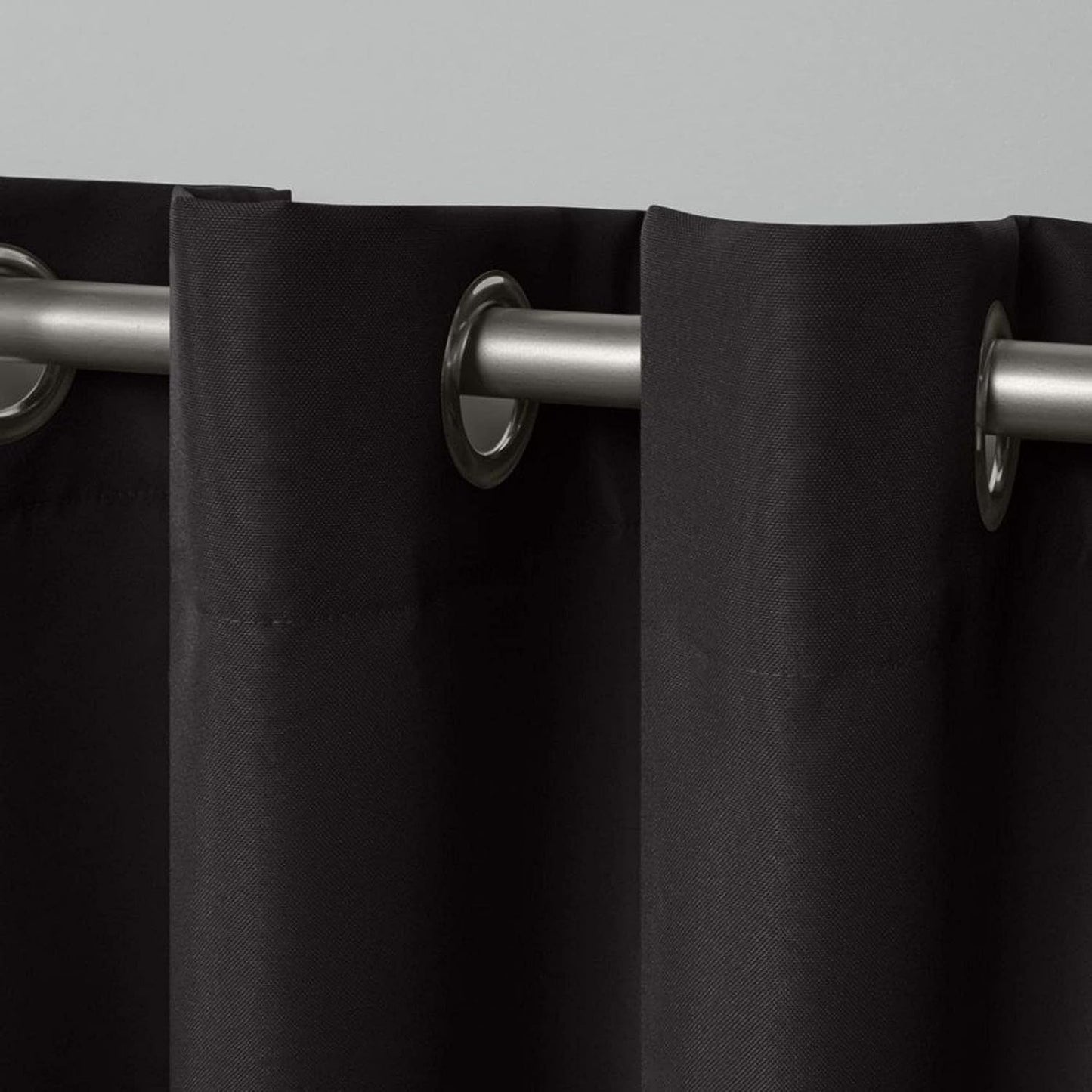2 Pieces Solid Indoor/Outdoor Light Filtering,Waterproof Grommet Top Curtain Panel, Black