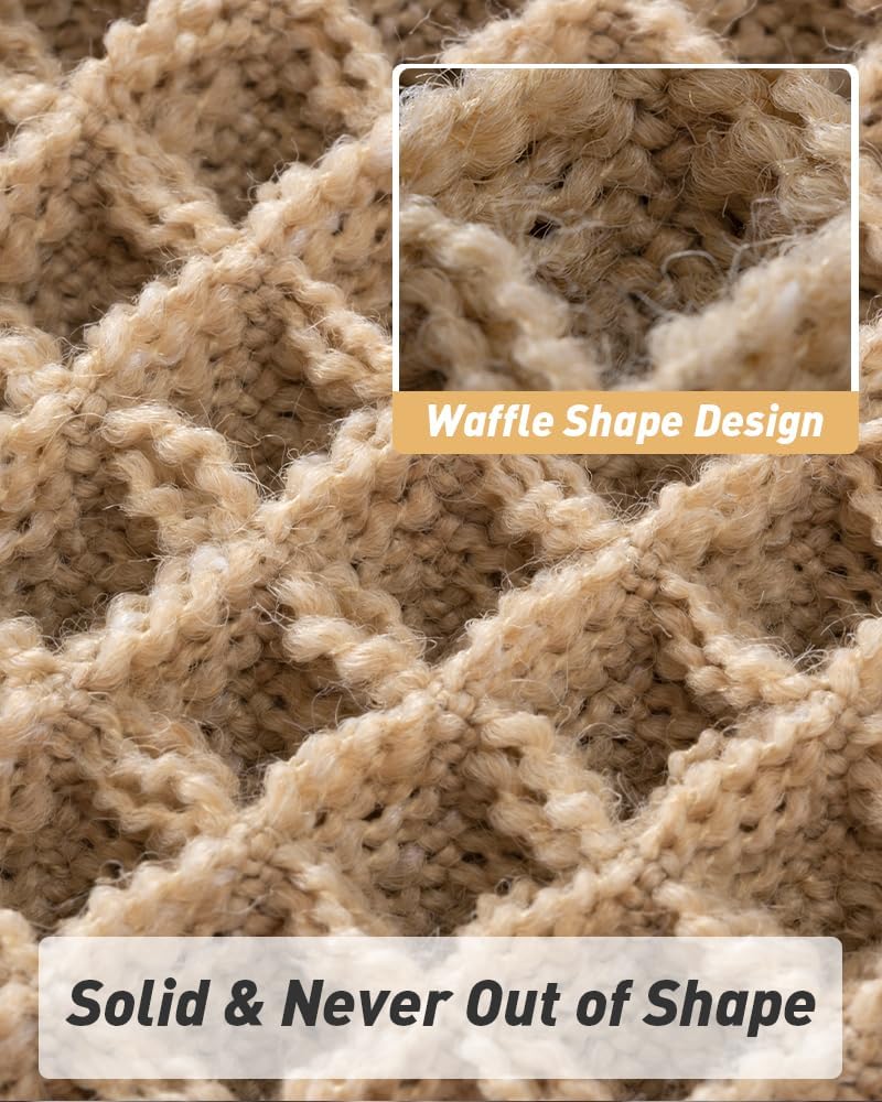 Waffle Bath Mat, Super Absorbent Non Slip Bath Mats for Bathroom Floor, Machine Washable Bathroom Rugs with Tassels,Ultra Soft,Brown