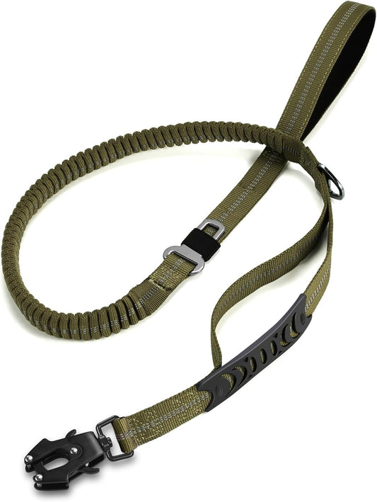 Heavy Duty Dog Leash, 4-6FT Shock Absorbing Dog Leashes with Traffic Handle and Comfortable Padded Handles, Advanced Easy Metal Clip, No Pull Reflective Leash for Medium Large Dogs,Army green