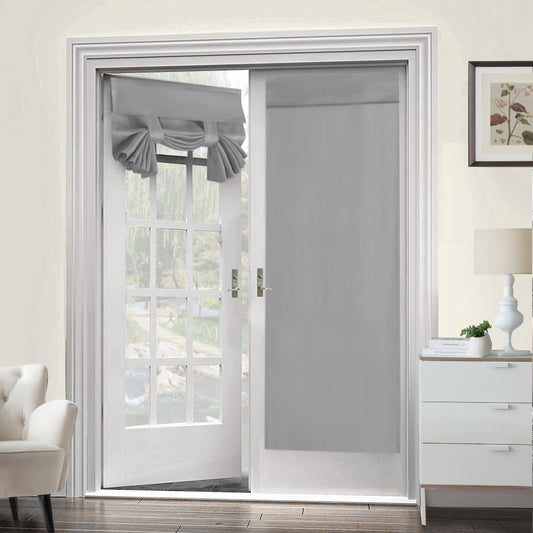 2x Blackout Door Curtain - Privacy Thermal Insulated Door Window Curtains for Patio French Door Front Door Sidelight Curtain Tie up Shade,Dove
