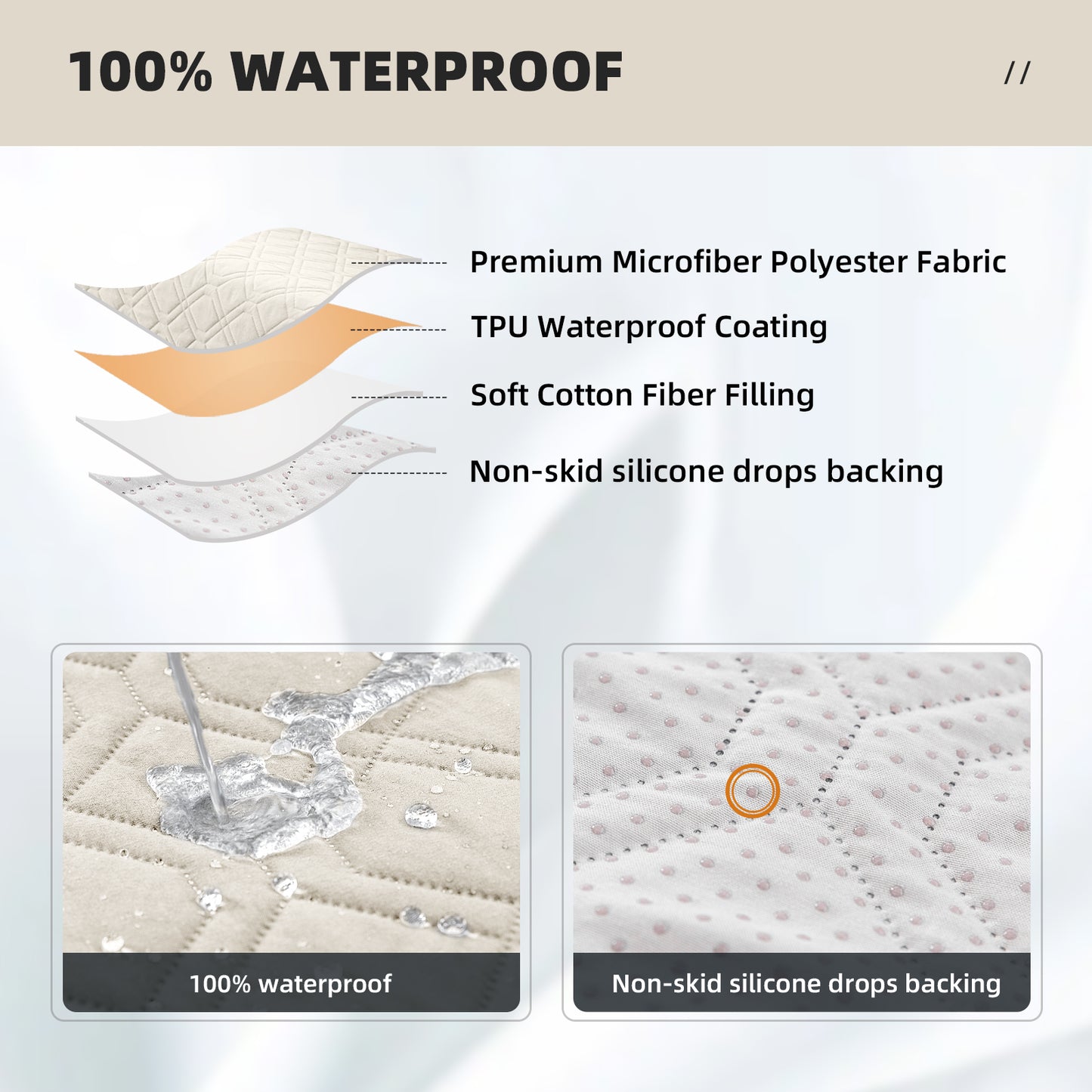 Recliner Sofa Cover Backless  for 1/2/3 Seater with Pocket, Slipcovers Reversible Washable Elastic Adjustable Strap for home,Ivory