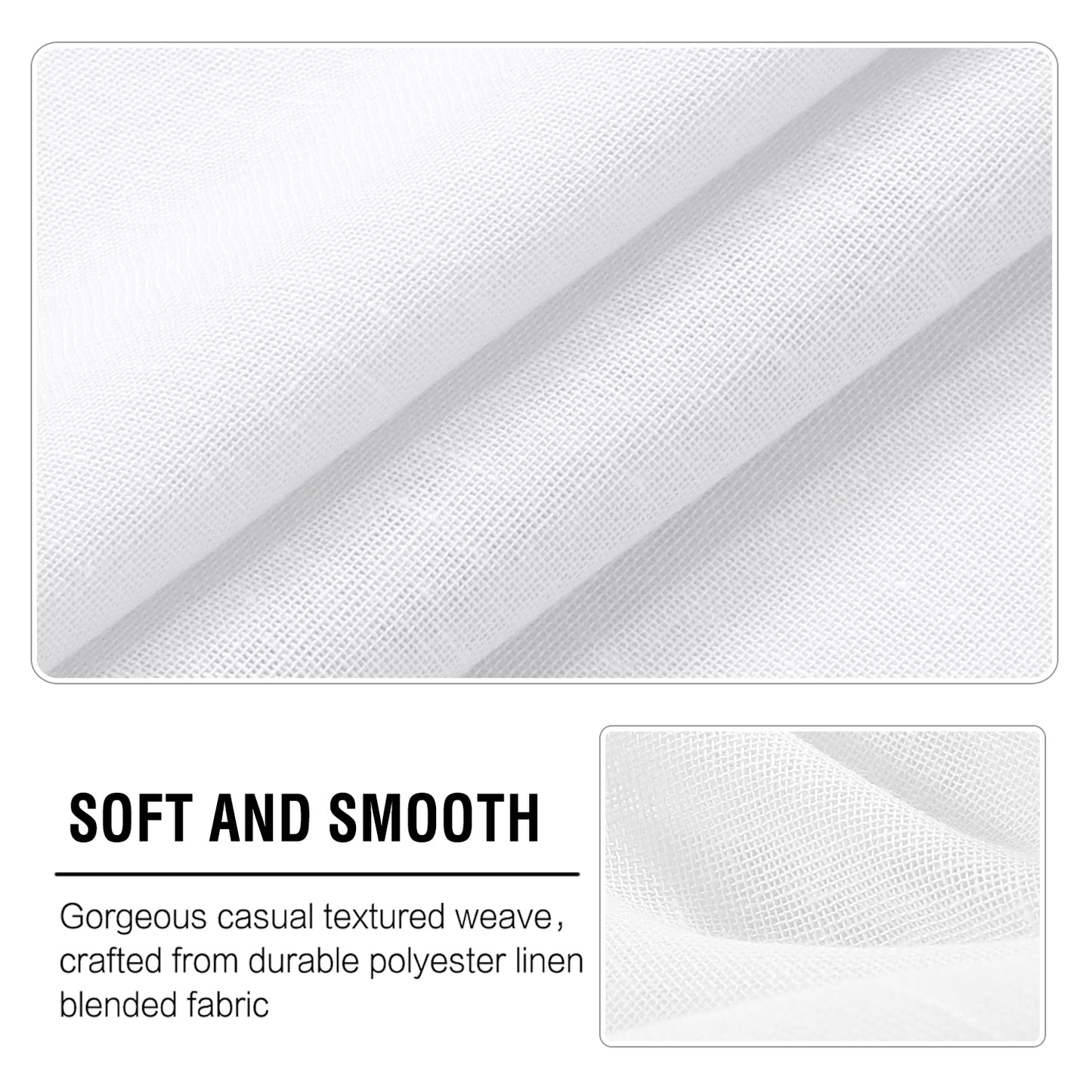 Natural Linen Sheer Curtains 2 Panels, Grommet Semitransparent Semi-Sheer Soft Comfort Privacy Drapes, White