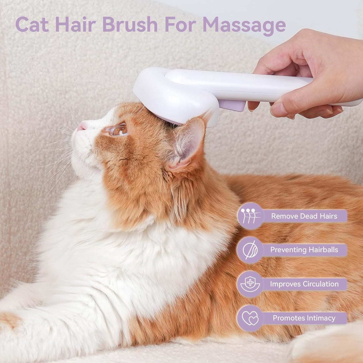 Cat Brush for Shedding, Indoor Cats, Long or Short Haired Cats, Cat Grooming Brush Cat Comb for Kitten Rabbit Massage Removes Loose Fur,Purple