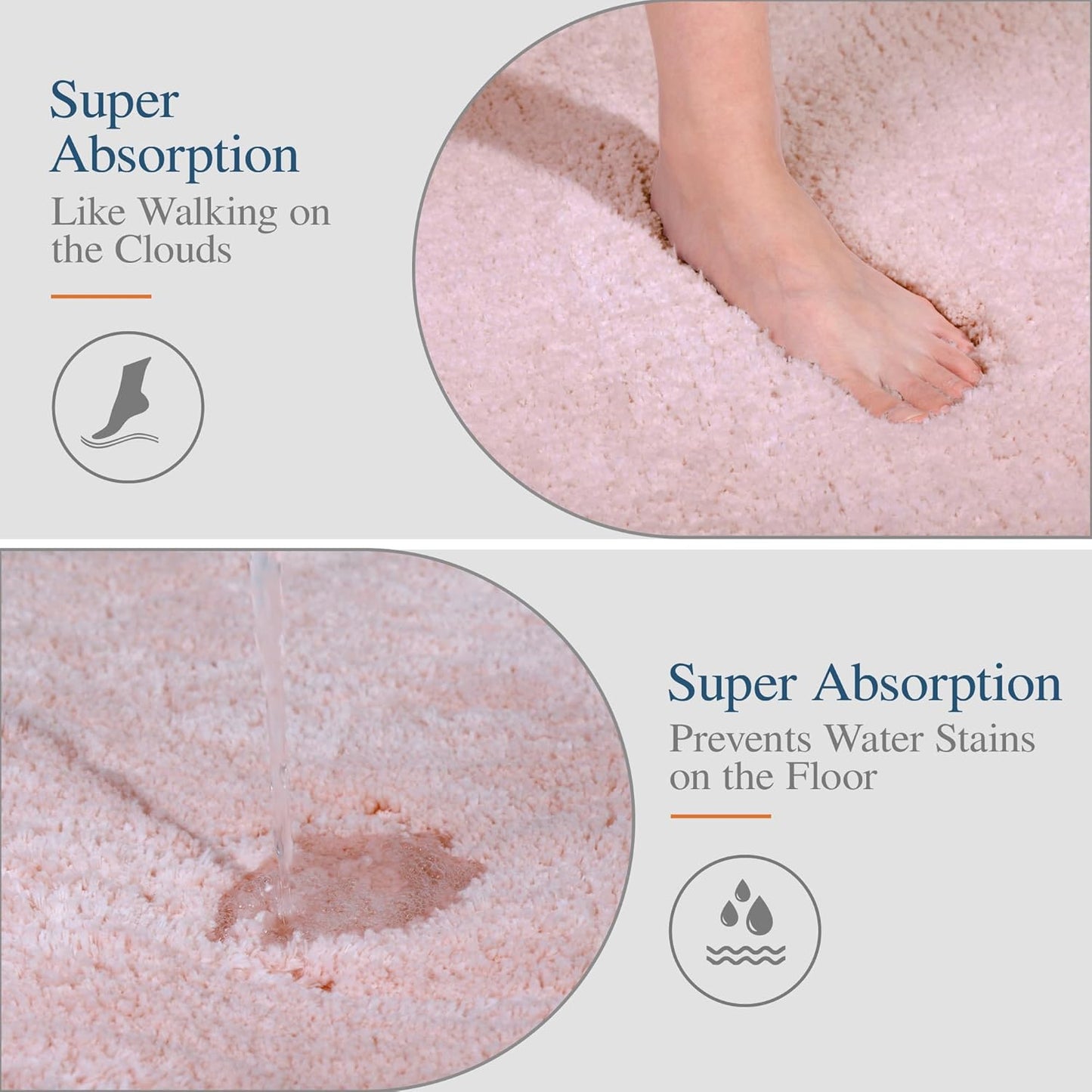 Bath Rug for Bathroom Non Slip Bathroom Mat Water Absorbent Soft Microfiber Shaggy Bathroom Rug Machine Washable Bath Mat,Pink