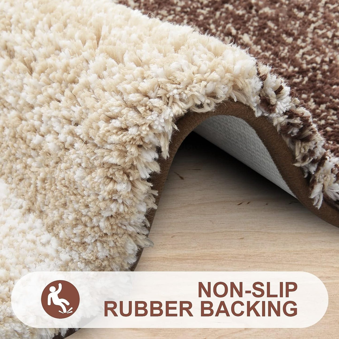 Luxury Bathroom Rug Mat, Extra Soft and Absorbent Microfiber Bath Rugs, Non-Slip Plush Shaggy Bath Carpet,Brown