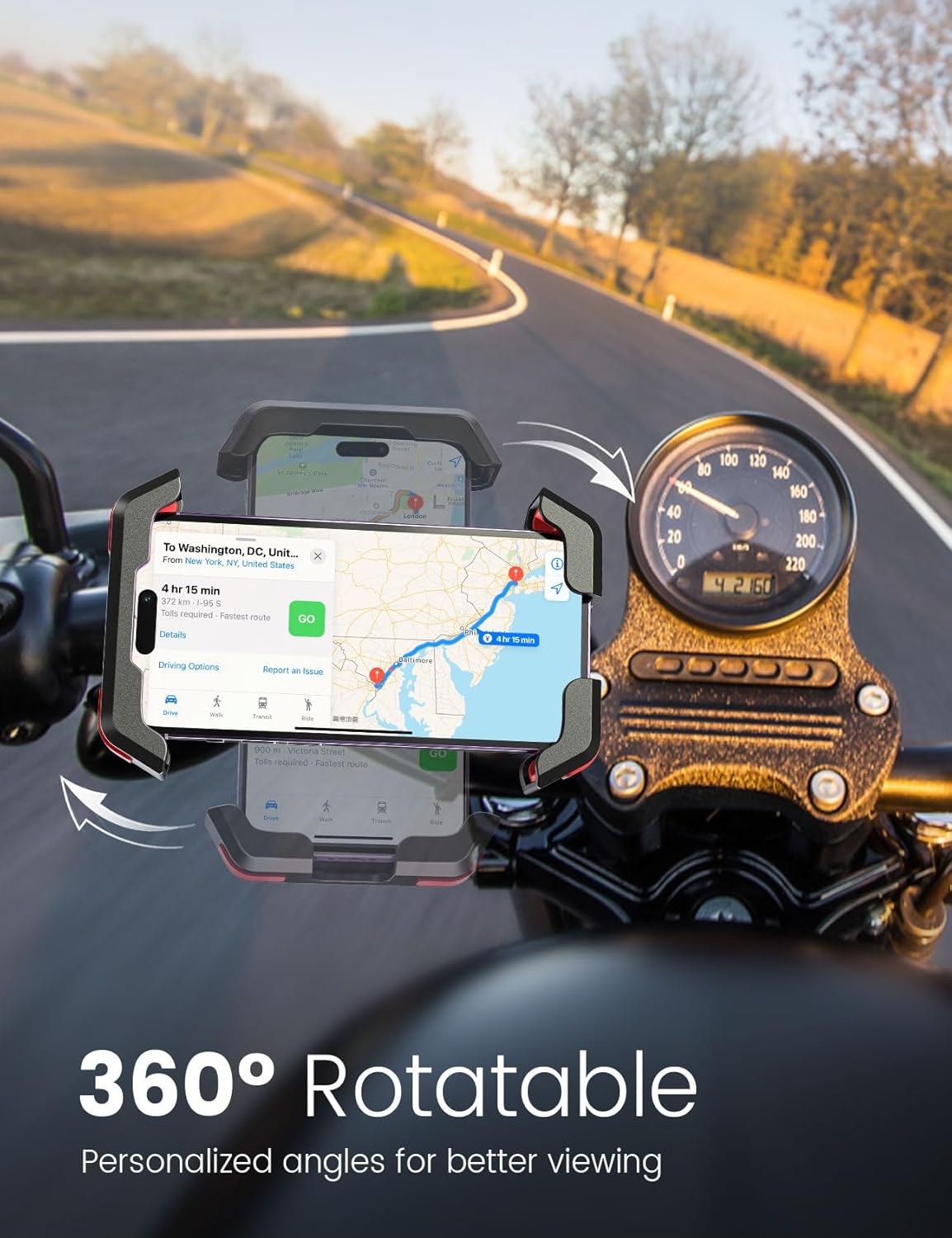 New Upgraded Bike Phone Holder Handlebar - Quick Install, Motorcycle Phone Mount, Bicycle Phone Holder fit Large Phone Case for iPhone Samsung,Black