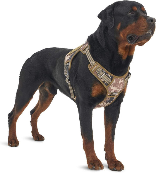  Tactical Dog Harness for Large, Heavy Duty Pet Harness with Handle, No-Pull Service Vest , Adjustable for Training Hunting Walking,Desert camo