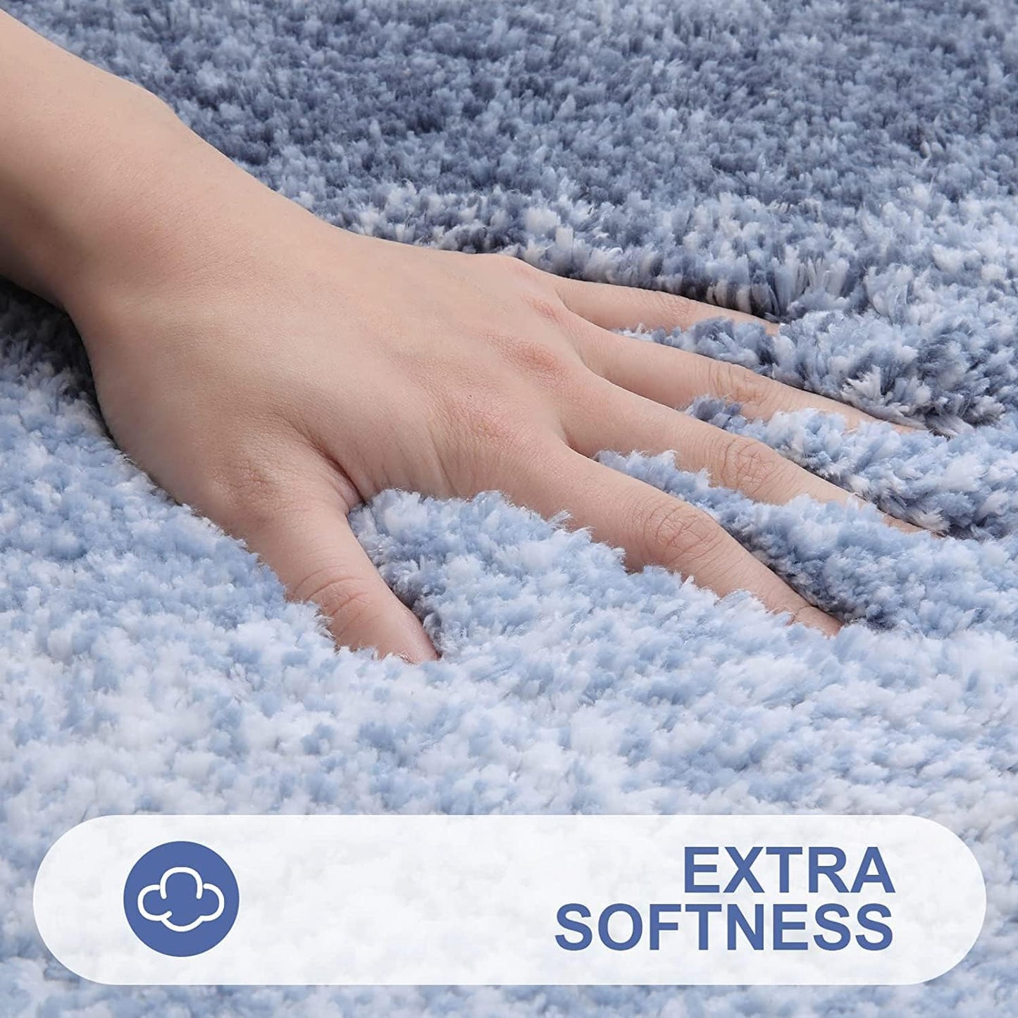 Luxury Bathroom Rug Mat, Extra Soft and Absorbent Microfiber Bath Rugs, Non-Slip Plush Shaggy Bath Carpet,Blue