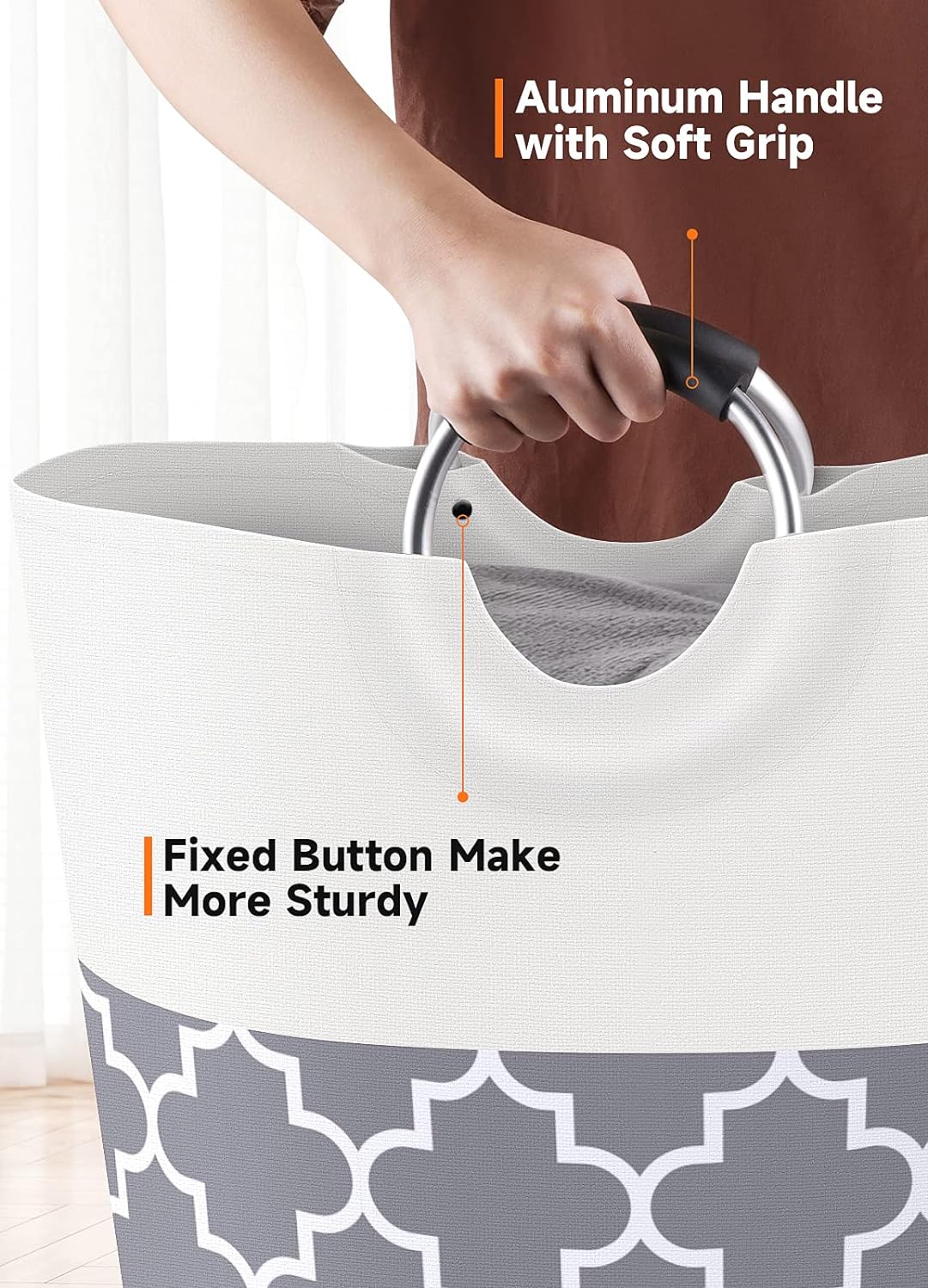 Large Laundry Basket Collapsible Tall With Handles Waterproof Travel Bathroom Essentials Storage For Dorm, Family (Grey),82L