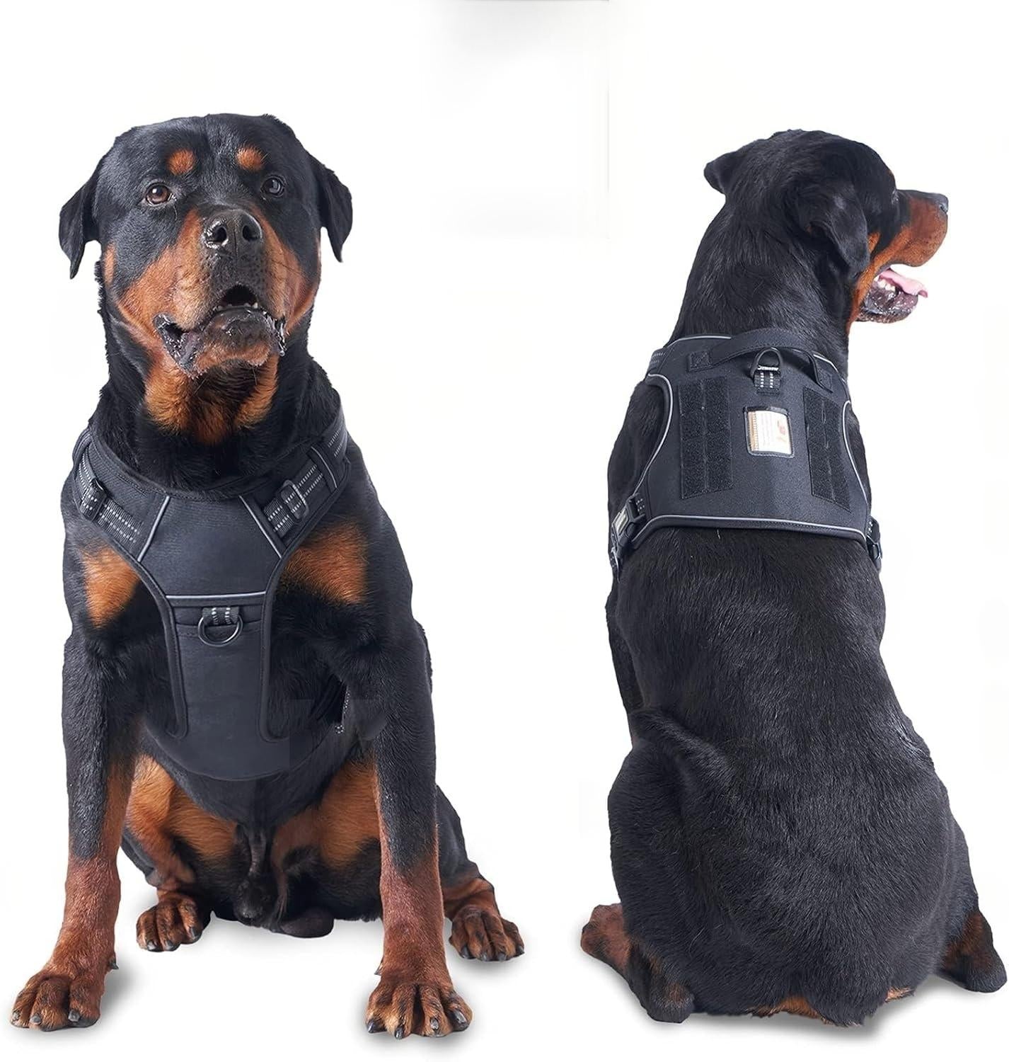   Tactical Dog Harness for Large, Heavy Duty Pet Harness with Handle, No-Pull Service Vest , Adjustable for Training Hunting Walking,Black