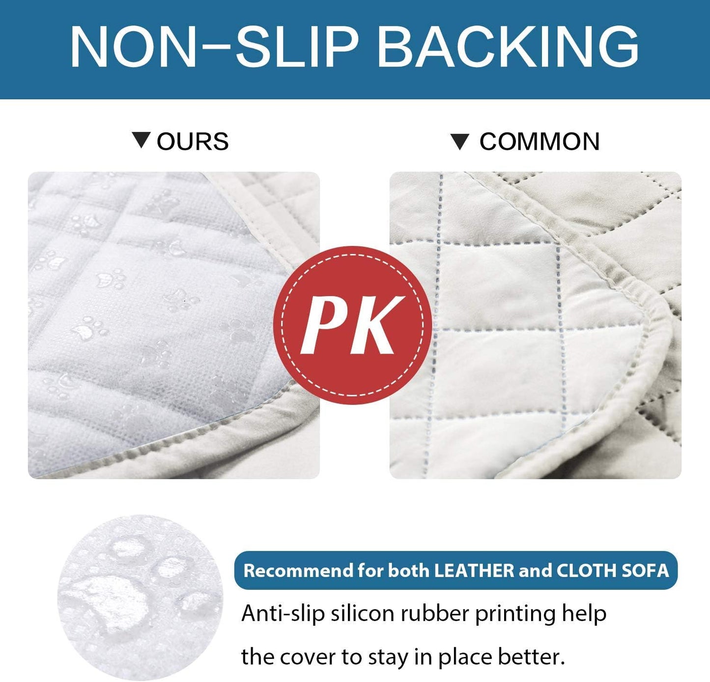 100% Waterproof ,Non-Slip Reclining Cover for Recliner Chair Washable Chair Cover Furniture Protector with Elastic Straps for pet ,kid ,Off White