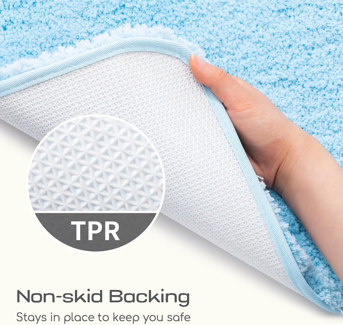 Bath Rug for Bathroom Non Slip Bathroom Mat Water Absorbent Soft Microfiber Shaggy Bathroom Rug Machine Washable Bath Mat,Skyblue